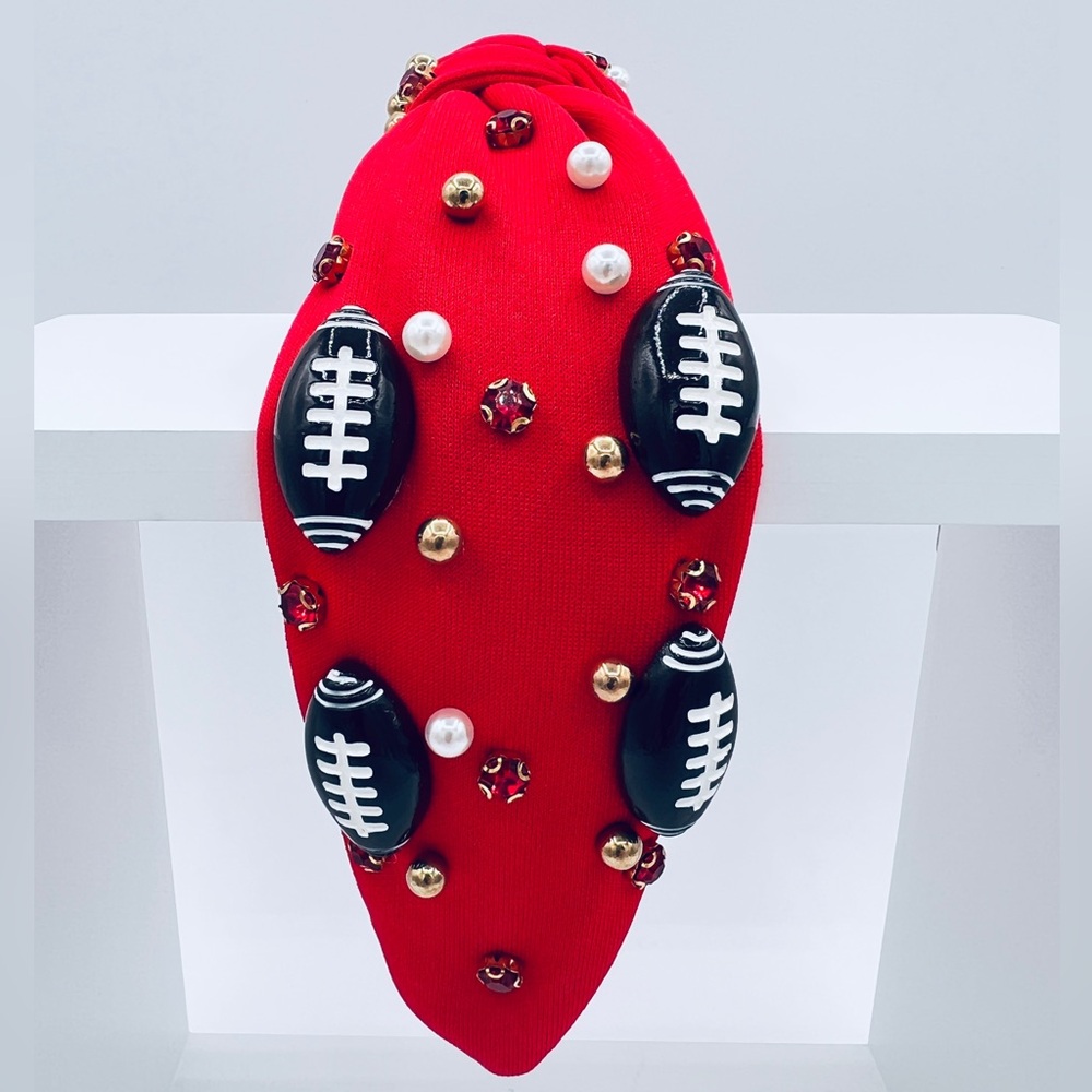 Red Football Rhinestone Headband New